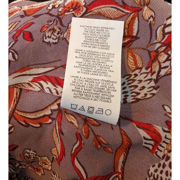 Cabi Good Luck Crane Print Red and Gray Sleeveless Blouse - L Style #3611 - Picture 9 of 10